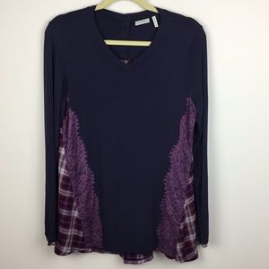 LOGO Lori Goldstein - Long Sleeve V-Neck Top